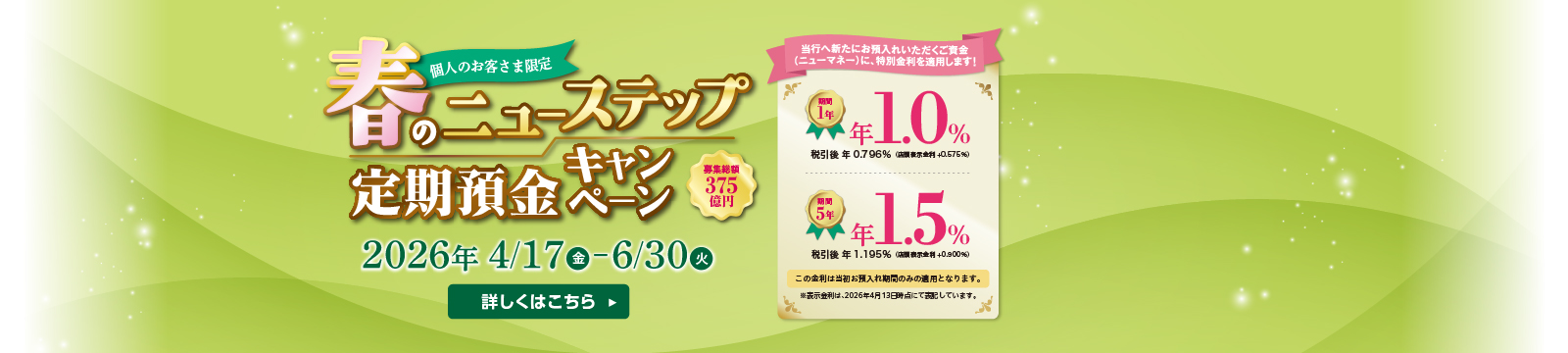 春のニューステップ定期預金キャンペーン