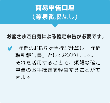 簡易申告口座（源泉徴収なし）